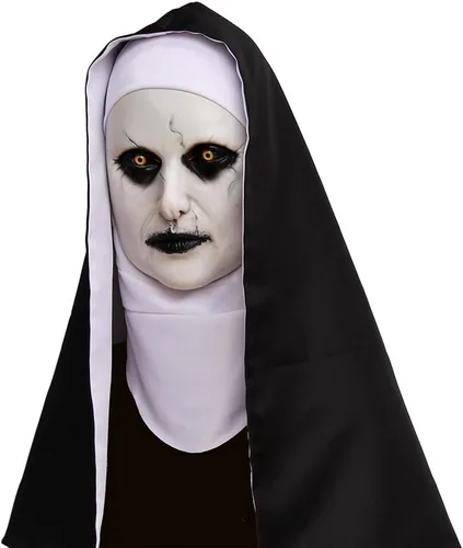 Vista 4 de Máscara de látex de cabeza completa de monja de Halloween para fiesta de miedo, cosplay, mascarada