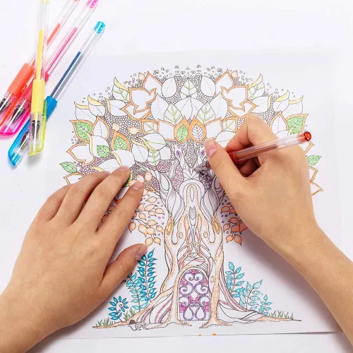 Vista 6 de Bolígrafo de gel con brillo con punta fina, con 40% más de tinta, para libros para colorear de adultos, dibujar y garabatear (24 colores)