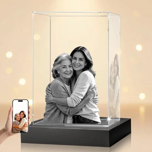 Vista 11 de Foto de cristal 3D, regalos personalizados de Navidad para mamá, esposa, mujer, papá, marido, abuela, foto personalizada en cristal, único