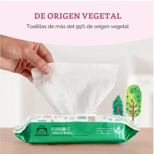 Vista 4 de Marca Amazon – Mama Bear - Toallitas de inodoro desechables para niños pequeños, sin perfume, formuladas sin fragancia, hipoalergénicas, seguras