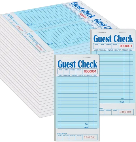 Vista 17 de Libros de cheques de invitados para servidores, bloc de notas de servidor, paquete de 12, papel de color natural, bloc de notas para camarera