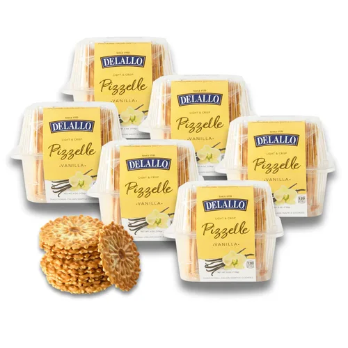 Vista 8 de DeLallo Galletas Pizzelle de vainilla, aperitivos ligeros y crujientes de galleta de gofre, sabor cálido y mantecoso, auténticas galletas horneadas