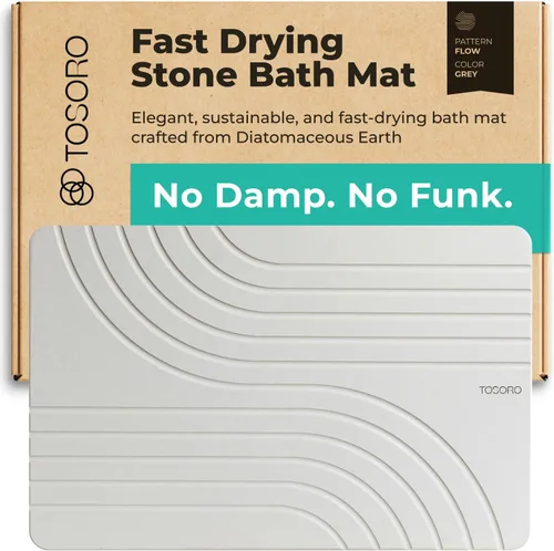Vista 20 de TOSORO - Tapete de baño de piedra de tierra de diatomeas, antideslizante, súper absorbente, tapete de baño de piedra de diatomita para el suelo
