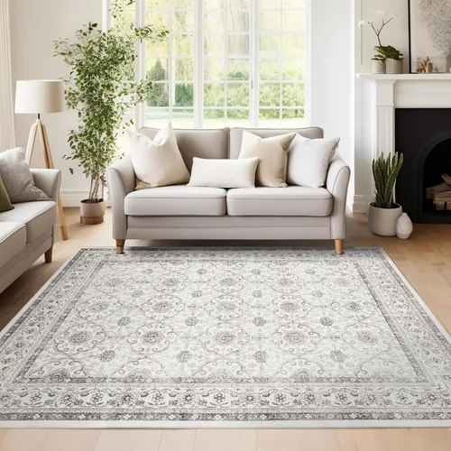 Vista 142 de jinchan Fiora - Alfombra lavable de área pequeña, alfombra de entrada floral de medio círculo de 2 x 3, tapete de media luna de pelo bajo, suave