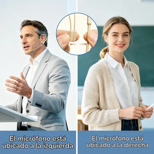 Vista 5 de Micrófono de auriculares inalámbricos, micrófono de cabeza de tono de piel de 2.4G, micrófonos de carga beige para amplificador de voz, altavoz