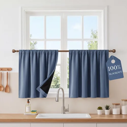 Vista 59 de NICETOWN Biscotti - Cortinas de cocina beige de 36 pulgadas de largo, bolsillo para barra, 100% opacas, casuales y relajantes, tratamientos
