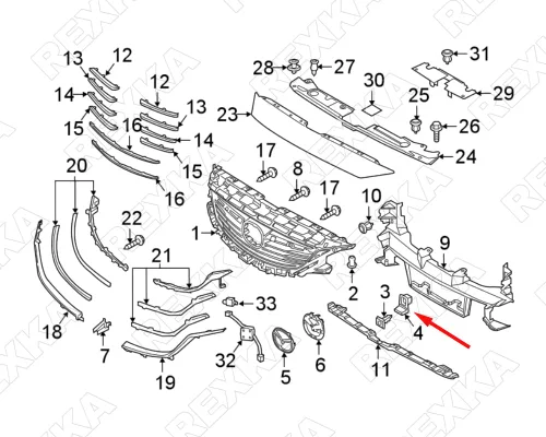 Vista 5 de Rexka Tuerca de ojal para rejilla KD4550ES1 compatible con Mazda 3, Mazda 6, CX-3, CX-5, CX-9