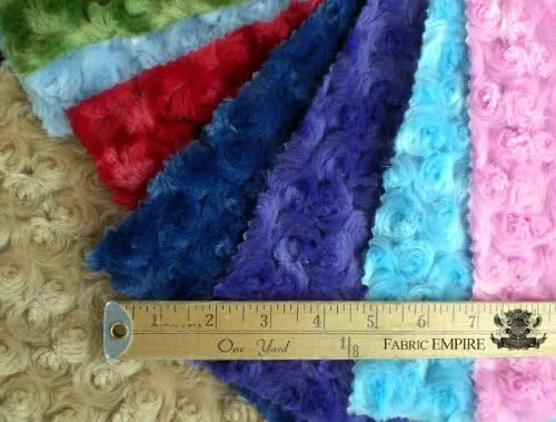 Vista 2 de Minky Rosebud BURGUNDY Tela por yarda