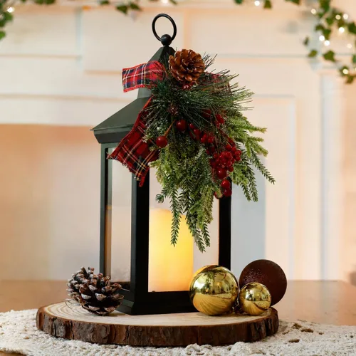 Vista 13 de JOIONE Black Decorative Candle Lanterns, 2 Packs 14" Waterproof Porch Decor Transparente 2
