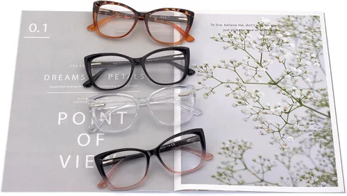 Vista 7 de 3-Pack Reading Glasses for Women Style Frame Spring Hinge Clear Lens Readers Glasses