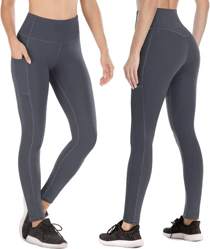 Vista 3 de Heathyoga - Leggings con forro de vellón y bolsillos para mujer, leggings térmicos, pantalones de yoga cálidos de cintura alta para mujer