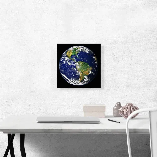 Vista 2 de ARTCANVAS Lienzo decorativo con diseño de vista desde el espacio, la Tierra, América del Norte, América del Sur, planeta Tierra, enmarcada estirada