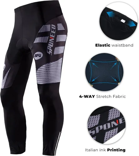 Vista 4 de sponeed - Mallas de ciclismo para hombre, acolchadas, 4D, para ciclismo de carretera