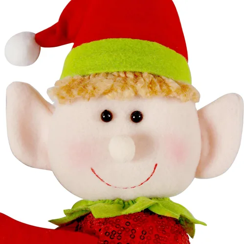 Vista 2 de Adornos de elfo para la parte superior del árbol de Navidad, decoración única y divertida de Navidad de peluche de elfo abrazador para adornos