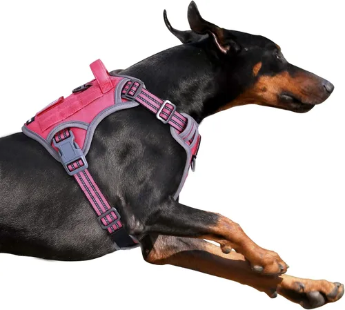Vista 11 de BUMBIN Arnés táctico para perros pequeños sin tirones, famoso arnés de TIK TOK sin tirones para cachorros, arnés reflectante inteligente para Negro