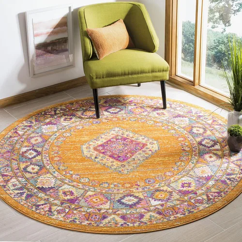 Vista 10 de SAFAVIEH Madison Collection - Alfombra decorativa de 2'3" x 3'11", color azul y fucsia, diseño de medallón bohemio chic, no desprende pelusa