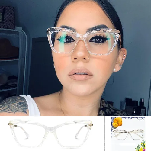 Vista 46 de Zeelool Gafas de bloqueo de luz azul ojo de gato de cristal para mujer Juliet VFP0270