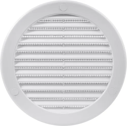 Vista 11 de Vent Systems Cubierta de ventilación blanca Soffit de 4 pulgadas (dimensiones de apertura), rejilla de ventilación redonda de plástico, pantalla