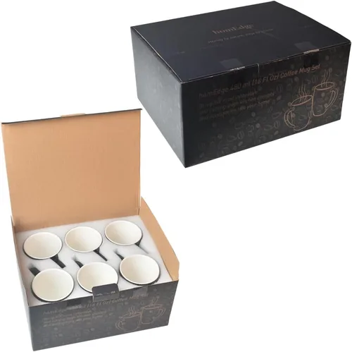 Vista 9 de homEdge Juego de tazas de porcelana, taza de 16 onzas para té, latte, moca, chocolate caliente, juego de 6, colores surtidos