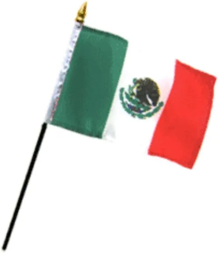 Vista 2 de Bandera de escritorio de México de 4 x 6 pulgadas (sin base) (1 bandera)