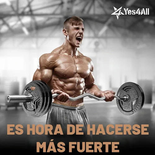 Vista 7 de Yes4All - Discos de pesas olímpicos de hierro fundido con asas tri-grip de 2 pulgadas, discos de pesas para levantamiento con acabado suave