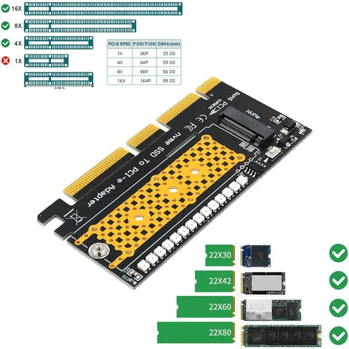 Vista 3 de HLT M.2 nvme SSD a PCI-E 4X/8X/16X adaptador con 3528 flash colorido LED
