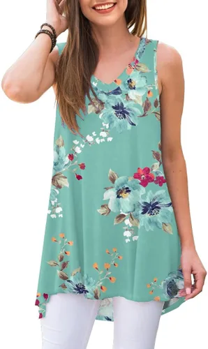 Vista 38 de AWULIFFAN - Blusa de verano sin mangas con cuello en V, túnica, top, para mujer 01 Negro