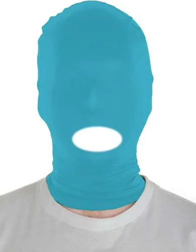 Vista 6 de Sheface Máscara con capucha de boca abierta de elastano para hombre y mujer, disfraz de cosplay de Halloween Negro