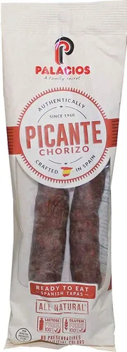 Vista 7 de Chorizo Autentico HOT de Palacios. Importado de España. Paquete de 6 unidades de 7.9 oz