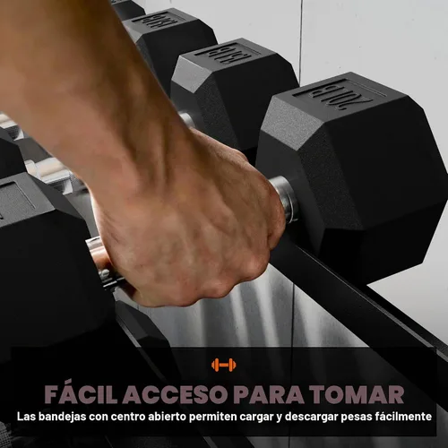 Vista 5 de Dumbbell Sets with Rack, Rubber Hex Dumbbells, 160/220/280/360/450/550LBS, Hand Weights with Chrome Handle for Strength Training 280 libras