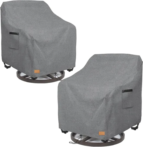 Vista 17 de Juego de fundas para muebles de patio de 3 piezas, 2 fundas para sillas de patio de 33 pulgadas y 1 funda de sofá de 3 plazas de 79 pulgadas