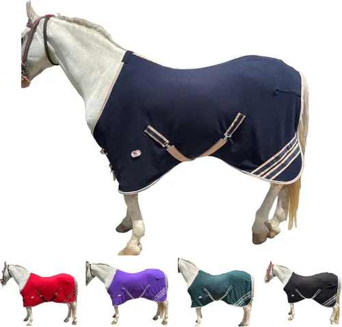 Vista 10 de Majestic Ally Manta de caballo de forro polar antibolitas con cuerda trenzada plateada (negro, 70)