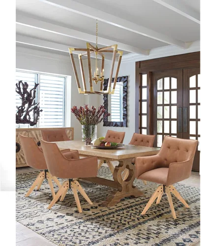 Vista 5 de PHI VILLA Juego de 2 sillas giratorias decorativas – Silla de escritorio moderna de mediados de siglo con patas de madera para silla de comedor
