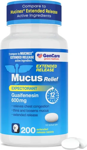 Vista 10 de GenCare Alivio de Mucosidad Expectorante Guaifenesina 400 mg 200 Tabletas Paquete de Valor - Acción Rápida para Diluir la Mucosidad para Resfriados