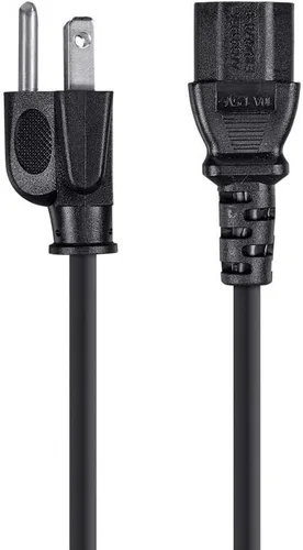 Vista 2 de Monoprice Cable de alimentación de 16AWG de 1 pie con conector de alimentación de PC de 3 conductores (C13/5-15P) - Negro