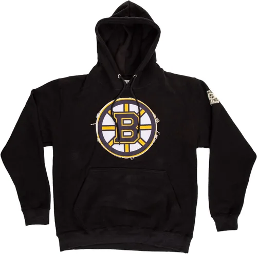 Vista 6 de Calhoun NHL Surf & Skate - Sudadera con capucha unisex con parche deshilachado de gofres – The Coastal Collection Boston Bruins