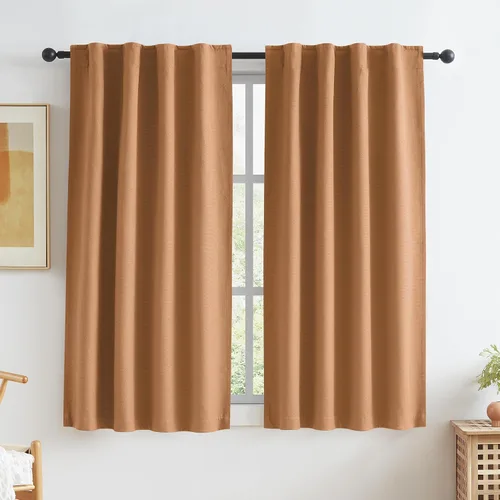 Vista 29 de KEQIAOSUOCAI - Cortinas opacas naturales de 108 pulgadas de largo, cortinas modernas con pestaña trasera, paneles plisados para sistema de cortina