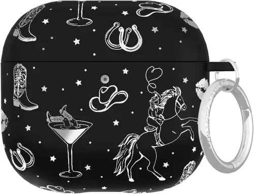 Vista 14 de VELVET CAVIAR Funda compatible con AirPods 4 con llavero, bonitas fundas protectoras duras de 4ª generación para mujer, diseño de lunares azules