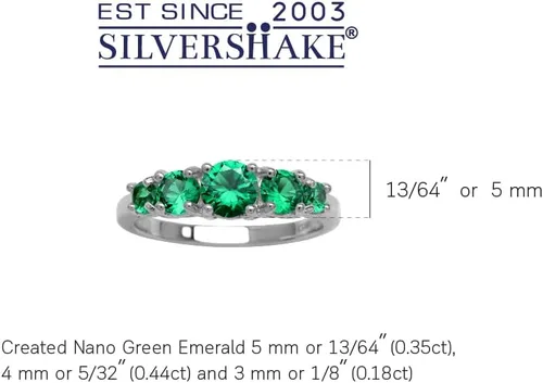 Vista 8 de Silvershake Anillo de plata de ley 925 chapada en oro blanco o amarillo con piedra natal de 5 piedras para mujer Azul zafiro creado