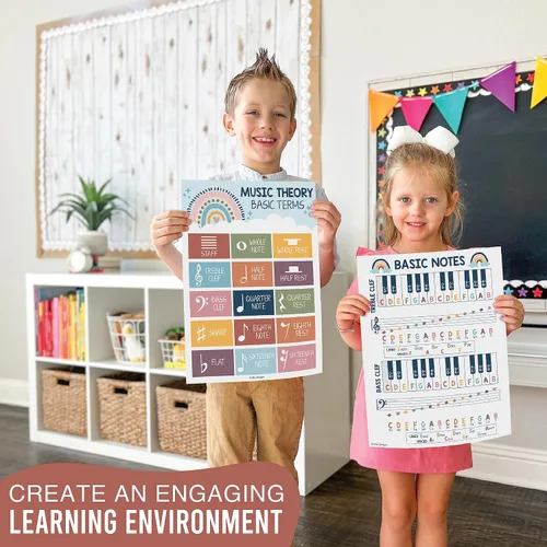 Vista 5 de Hadley Designs 9 pósteres de música para aulas – Decoración de aula de música bohemia, impresiones de coro y solfeo, decoraciones de tablón