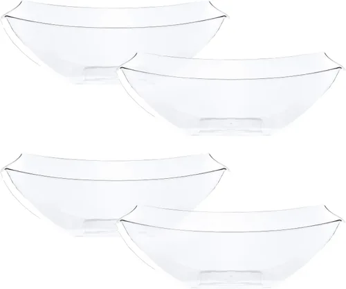 Vista 10 de PLASTICPRO Cuencos cuadrados desechables para servir, aperitivos o ensaladas, plástico negro, paquete de 4, 8 onzas, color negro