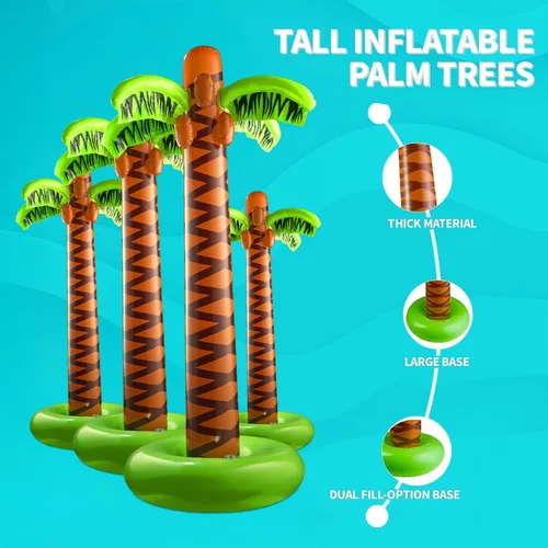 Vista 4 de Bedwina Palmera inflable con bomba de mano – (paquete de 4) gran decoración de palmera inflable de 5.5 pies para fiesta de Luau o fiesta hawaiana