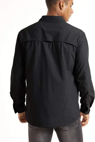 Vista 3 de TACVASEN Camisas tácticas para hombre, secado rápido, protección UV, transpirable, manga larga, senderismo, pesca, botones