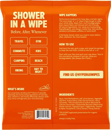 Vista 9 de Toallitas corporales HyperGo XL para mujeres y hombres – 30.5 cm x 30.5 cm Toallitas de limpieza corporal completas sin enjuague, 20