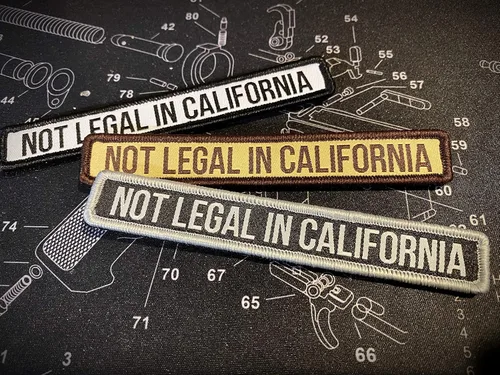 Vista 2 de Not Legal in California - Parche de moral bordado con respaldo de gancho (árido)