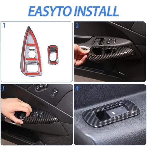 Vista 5 de Cubierta para interruptor de elevación de ventana compatible con Chevy Corvette C6 2005-2013, puerta de automóvil, ventana de vidrio, panel de botón
