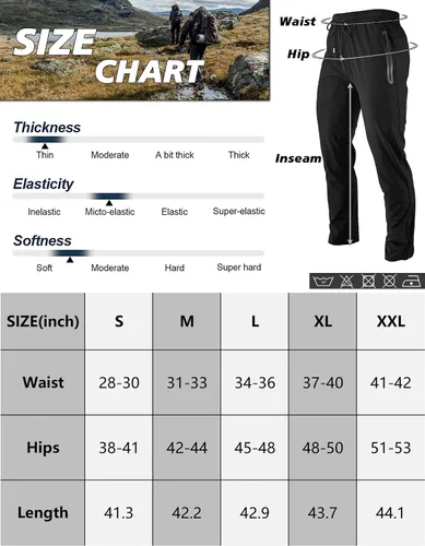 Vista 6 de Mens Lightweight Quick Dry Hiking Running Pants Outdoor Sports Breathable Zipper Pockets Athletic Work Pants