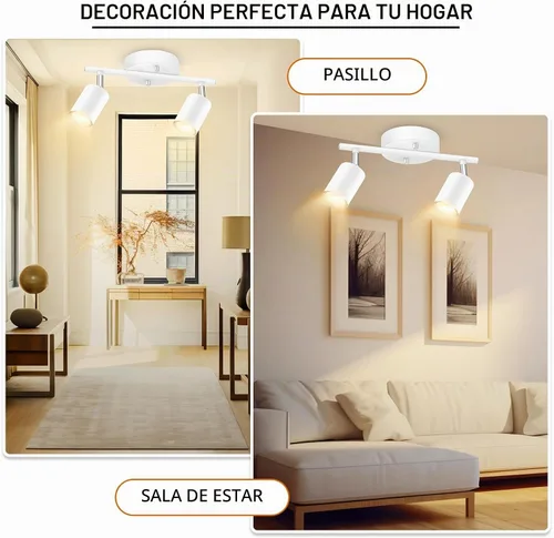 Vista 6 de BoostArea Kit de Iluminación de Riel LED de 2 Luces, Blanco Iluminación de Focos de Techo de 2 Vías, Cabezal de Luz Flexiblemente Giratorio