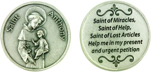 Vista 2 de Lumen Mundi Saint of Miracles Help and Lost Articles Saint Anthony Pocket Token with Prayer