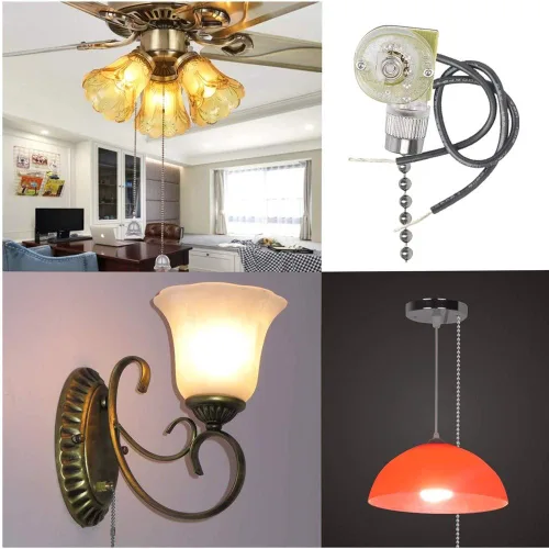 Vista 5 de Zing Ear - Interruptor de luz para ventilador de techo, cadena de encendido y apagado, segunda generación ZE-109, 2 cables, compatible